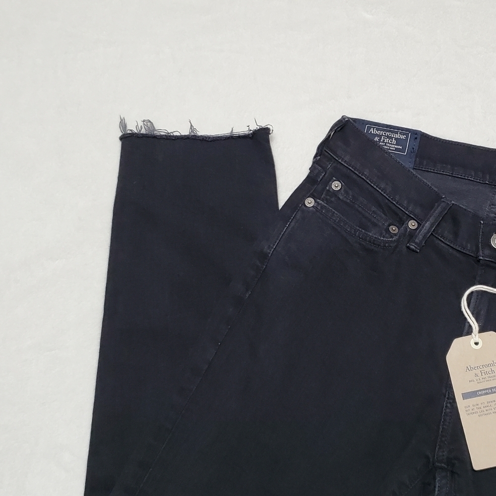 ABERCROMBIE & Fitch Rustin Athletic Slim Stretch Black Raw Cut Jeans 28 - Picture 5 of 12